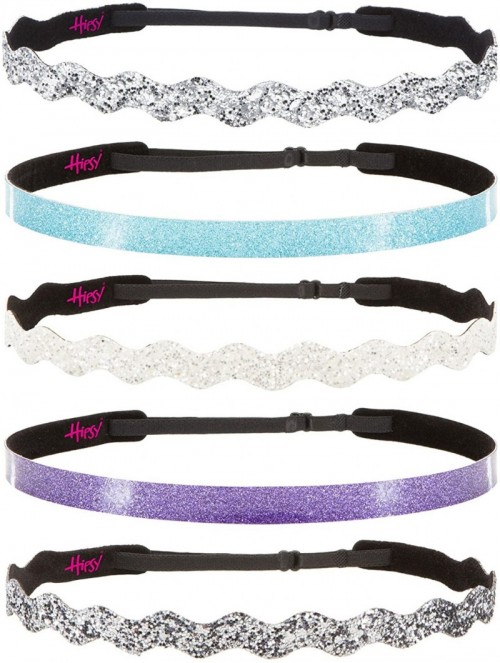 Headbands 5pk Girl's Adjustable Non Slip Glitter Headband Mixed Gift Pack (Silver/Purple/White & More) - C511TUS1XV5 $28.29