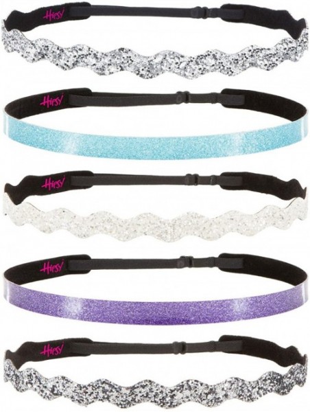 Headbands 5pk Girl's Adjustable Non Slip Glitter Headband Mixed Gift Pack (Silver/Purple/White & More) - C511TUS1XV5 $28.29