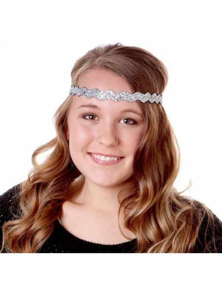 Headbands 5pk Girl's Adjustable Non Slip Glitter Headband Mixed Gift Pack (Silver/Purple/White & More) - C511TUS1XV5 $28.29