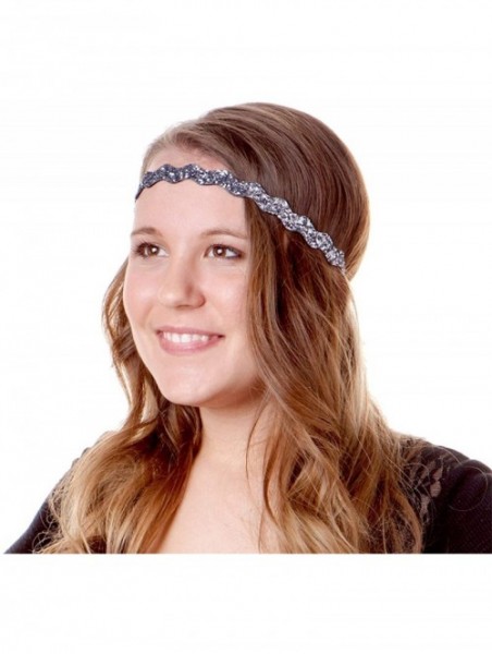 Headbands 5pk Girl's Adjustable Non Slip Glitter Headband Mixed Gift Pack (Silver/Purple/White & More) - C511TUS1XV5 $28.29