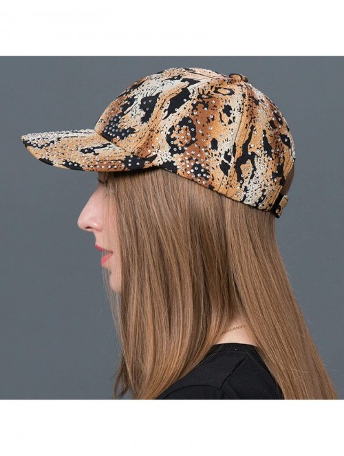 Baseball Caps Women Studded Crystals Rhinestones Sequins Baseball Cap - Org - CS182KEXZZO $16.90