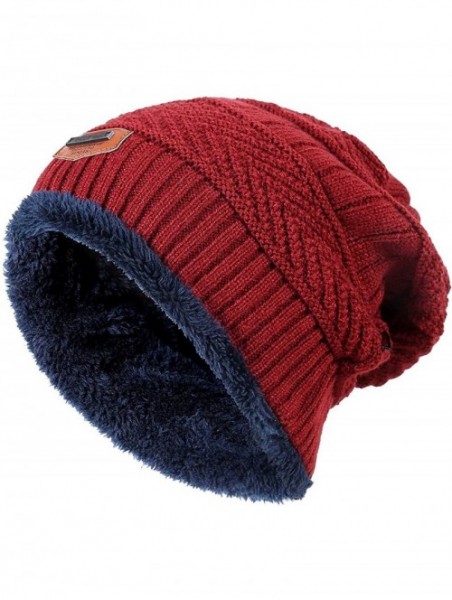 Bucket Hats Womens Slouchy Beanie Winter Hat Knit Warm Snow Ski Skull Outdoor Cap - Beanie (Burgundy) - CG1872OMOTT $11.99