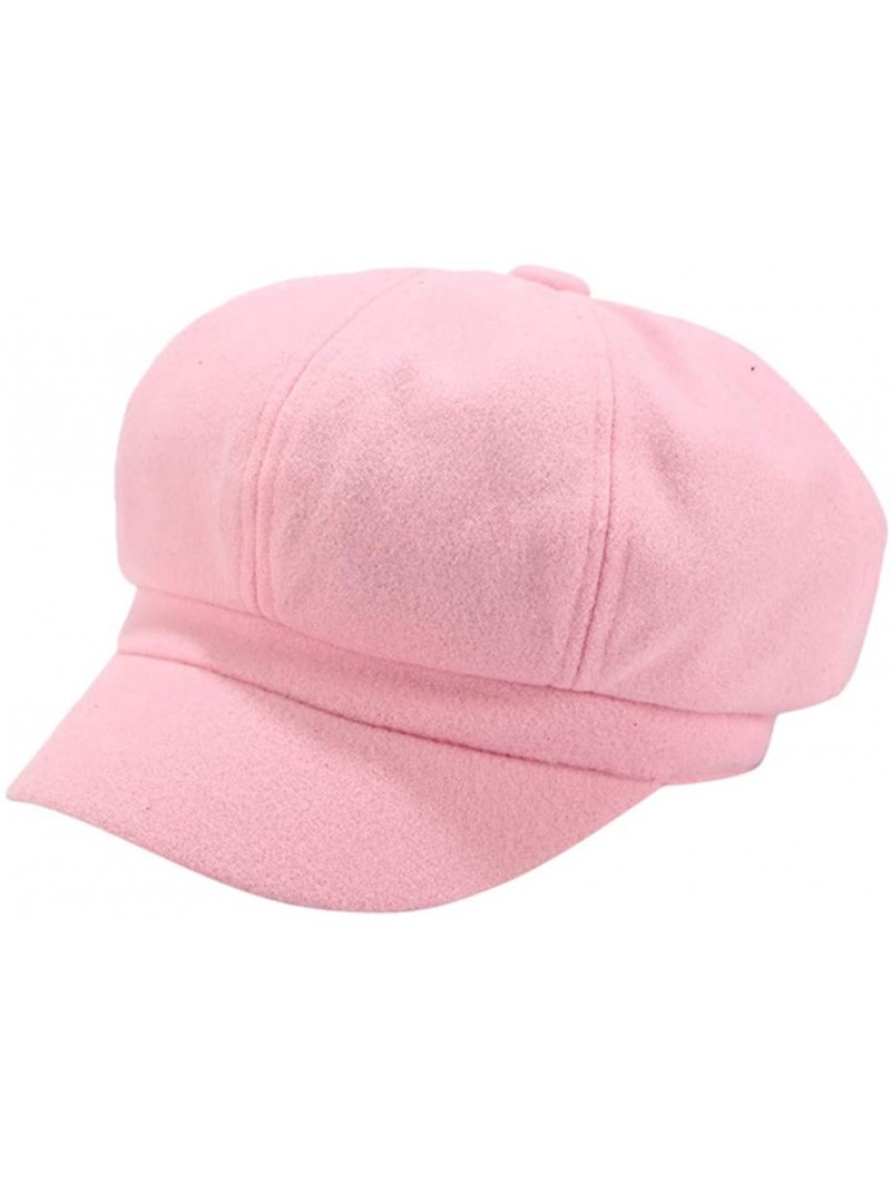 Berets 2DXuixsh Women's Newsboy Cap Vintage Hat Winter Wool Beret Hat Visor Painter Hats - Pink - CH18ARMC32N $11.41