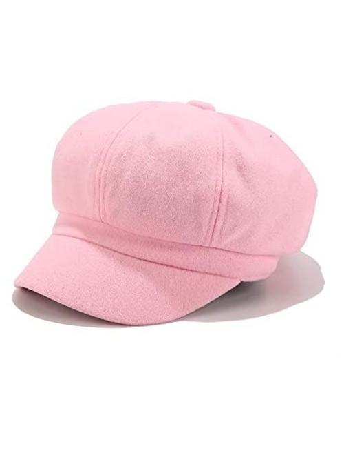 Berets 2DXuixsh Women's Newsboy Cap Vintage Hat Winter Wool Beret Hat Visor Painter Hats - Pink - CH18ARMC32N $11.41