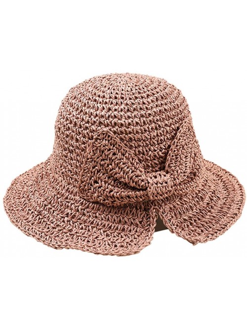 Sun Hats Women Beach Hat Floppy Summer Sun Beach Straw Hat Foldable Wide Brim Lightweight for Girls - Red - C518TYHSUHY $15.24