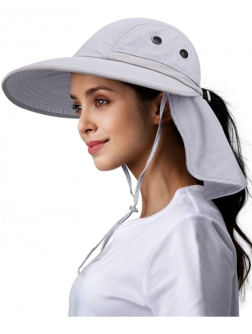 Sun Hats Sun Hats for Women Wide Brim Fishing Hat Neck Flap Sun Protection Hat - A--light Grey - CQ18HIESUM0 $20.10