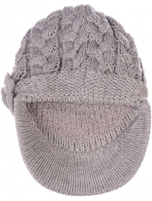 Newsboy Caps Women's Winter Fleece Lined Elegant Flower Cable Knit Newsboy Cabbie Hat - Dk.beige Cable Flower - C318IIKRQ6C $...