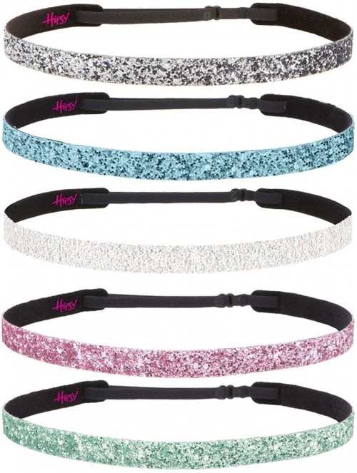 Headbands Womens Adjustable Glitter Headband - Skinny Seafoam/Light Pink/Pearl/Light Blue/Gunmetal 5pk - CR18Y7LG5ZE $26.05