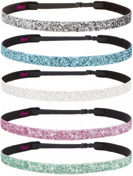 Headbands Womens Adjustable Glitter Headband - Skinny Seafoam/Light Pink/Pearl/Light Blue/Gunmetal 5pk - CR18Y7LG5ZE $26.05