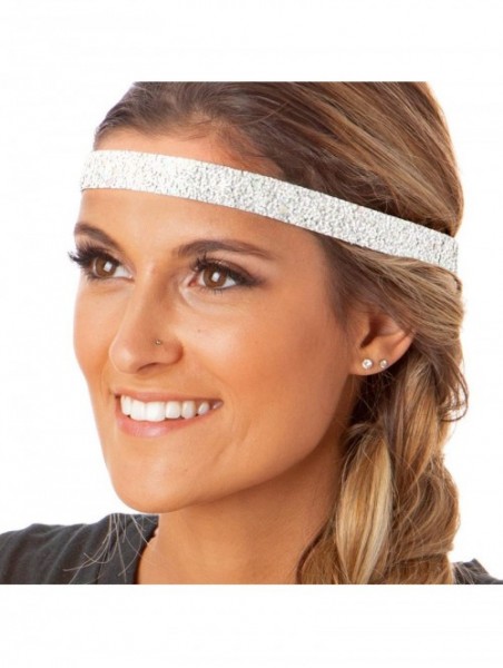 Headbands Womens Adjustable Glitter Headband - Skinny Seafoam/Light Pink/Pearl/Light Blue/Gunmetal 5pk - CR18Y7LG5ZE $26.05