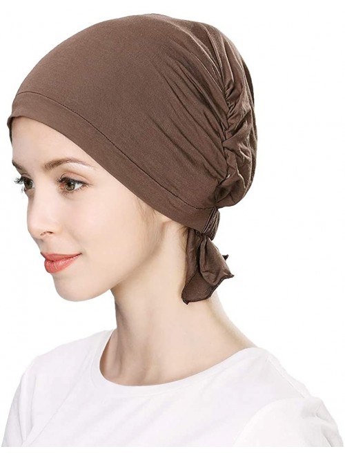 Skullies & Beanies Headwrap Cover Sleep Cap for Women Patient Chemo Scarf Soft Stretch Breathable - 99050_coffee - C018IHH5U4...