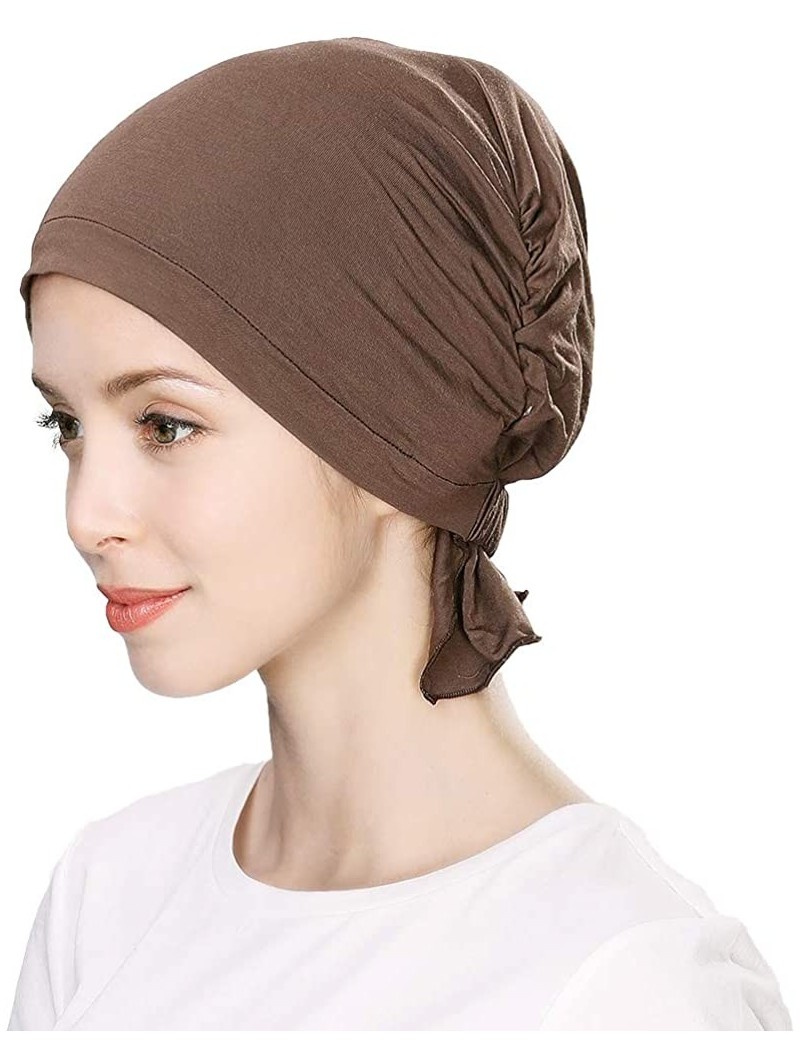 Skullies & Beanies Headwrap Cover Sleep Cap for Women Patient Chemo Scarf Soft Stretch Breathable - 99050_coffee - C018IHH5U4...