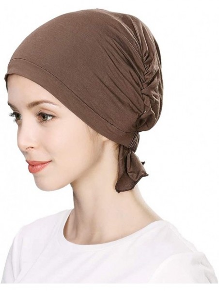 Skullies & Beanies Headwrap Cover Sleep Cap for Women Patient Chemo Scarf Soft Stretch Breathable - 99050_coffee - C018IHH5U4...