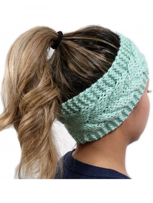 Cold Weather Headbands Women's 2018 Fashion Knit Crochet Twist Headband Ear Warmer Hair Band - Mint Green - CW188AQYM38 $15.43