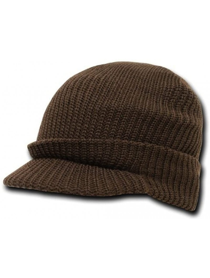 Skullies & Beanies Knit Jeep Watch Cap Visor Beanie (One Size- Brown) - CI110H04UT7 $21.27