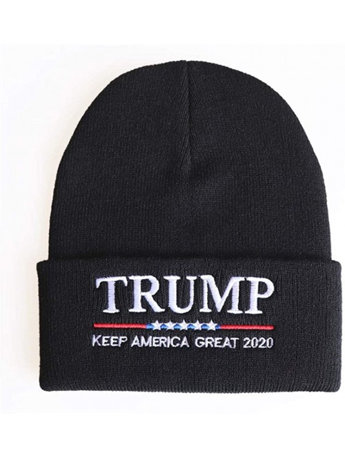 Skullies & Beanies Keep America Great 2020 Donald Trump Unisex Cuffed Plain Skull Knit Hat Cap - Black 002 - C818YKRAZKG $14.80