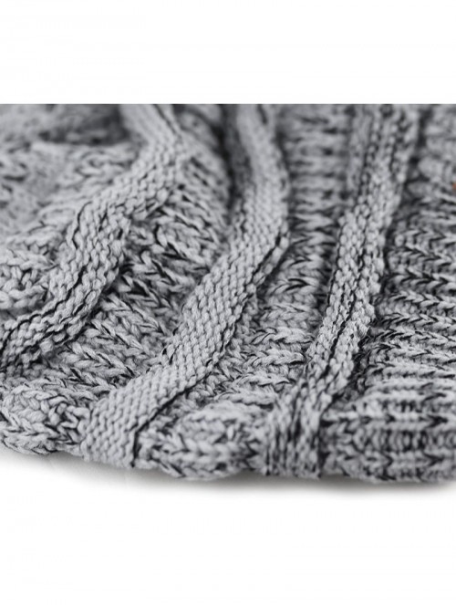 Skullies & Beanies Soft Stretch Cable Knit Warm Chunky Beanie Skully Winter Hat - 2. Two Tone Grey - CQ186UK6GZG $13.69