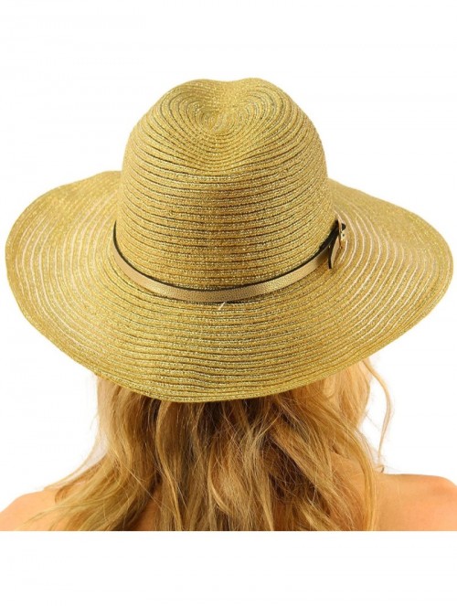 Fedoras Summer Metallic Light Airy Fedora Panama Derby Beach Pool Sun Hat - Gold - C117XQ87I5K $25.38