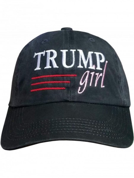 Baseball Caps Trump 45 Hat - Trump Cap - Distressed Black Hat W/ Trump Girl - CE18QMK8UM0 $20.22