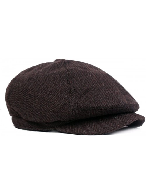 Newsboy Caps Mens Striped 8 Panel Ivy Newsboy Cabbie Gatsby Beret Painter Hats Caps for Men - Brown - CY186C5MR66 $13.78