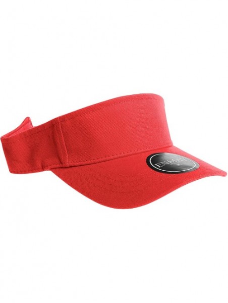 Visors 12 Pack Plain Visor Hats Adjustable Back Strap Tennis Golf Sun Hat - Red - CP186EW9IS5 $39.37