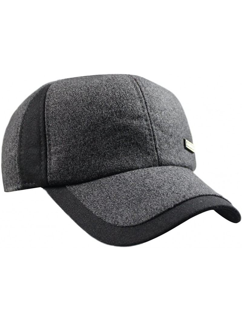 Baseball Caps Mens Winter Warm Fleece Lined Outdoor Sports Baseball Caps Hats with Earflaps - Gray - C212O08Q7SR $12.09