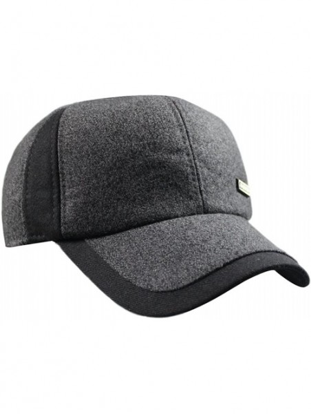 Baseball Caps Mens Winter Warm Fleece Lined Outdoor Sports Baseball Caps Hats with Earflaps - Gray - C212O08Q7SR $12.09