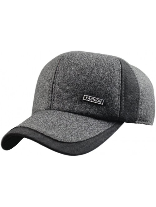 Baseball Caps Mens Winter Warm Fleece Lined Outdoor Sports Baseball Caps Hats with Earflaps - Gray - C212O08Q7SR $12.09