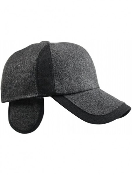 Baseball Caps Mens Winter Warm Fleece Lined Outdoor Sports Baseball Caps Hats with Earflaps - Gray - C212O08Q7SR $12.09