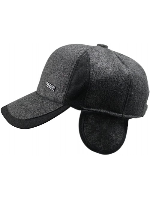 Baseball Caps Mens Winter Warm Fleece Lined Outdoor Sports Baseball Caps Hats with Earflaps - Gray - C212O08Q7SR $12.09