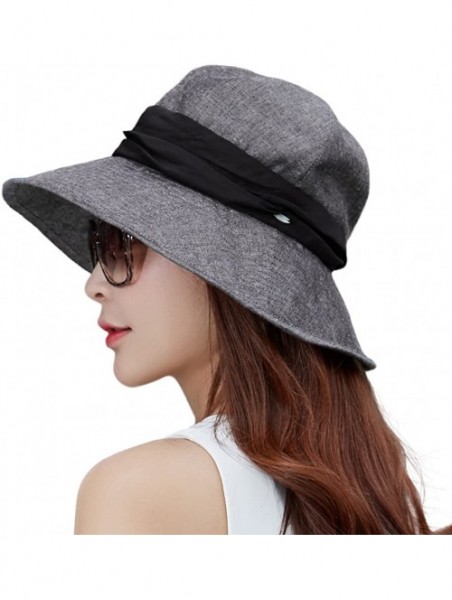 Sun Hats Womens UPF50+ Summer Sunhat Bucket Packable Wide Brim Hats w/Chin Cord - 89334_black - CL17YQH9SSI $23.23