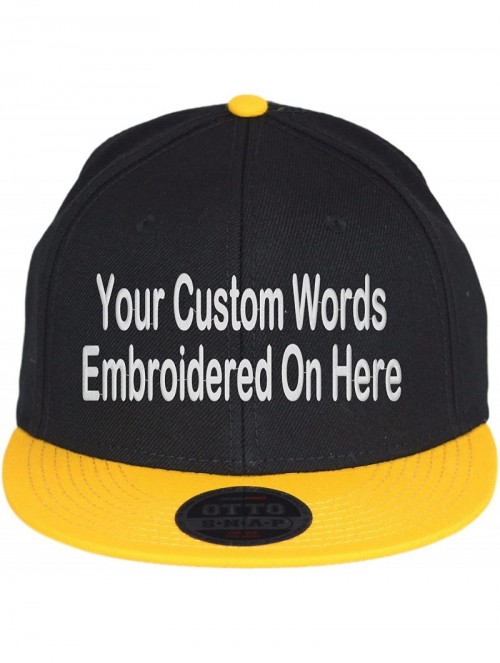 Baseball Caps Custom Snapback Hat Otto Embroidered Your Own Text Flatbill Bill Snapback - Black/Yellow Gold Bill - CJ187D2YG2...