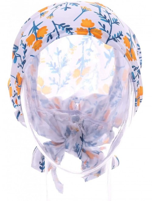 Skullies & Beanies Women Chemo Headscarf Pre Tied Hair Cover for Cancer - White Orange Flowers - CR198K4RCUI $12.72