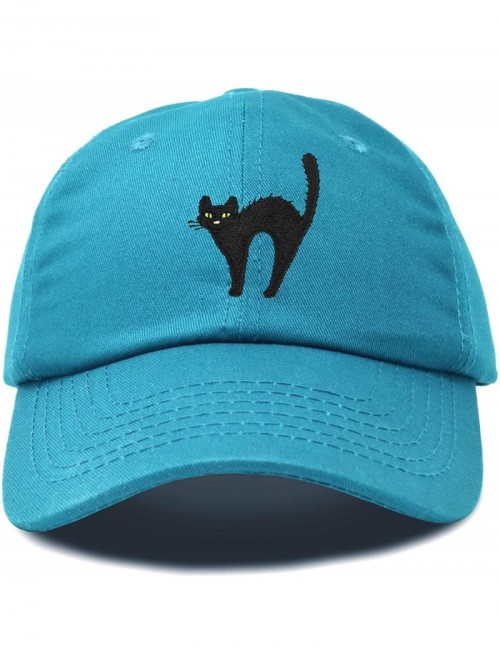 Baseball Caps Black Cat Hat Womens Halloween Baseball Cap - Teal - CF18Z4XD5XH $17.52