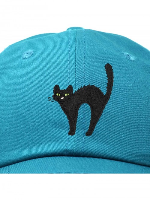 Baseball Caps Black Cat Hat Womens Halloween Baseball Cap - Teal - CF18Z4XD5XH $17.52