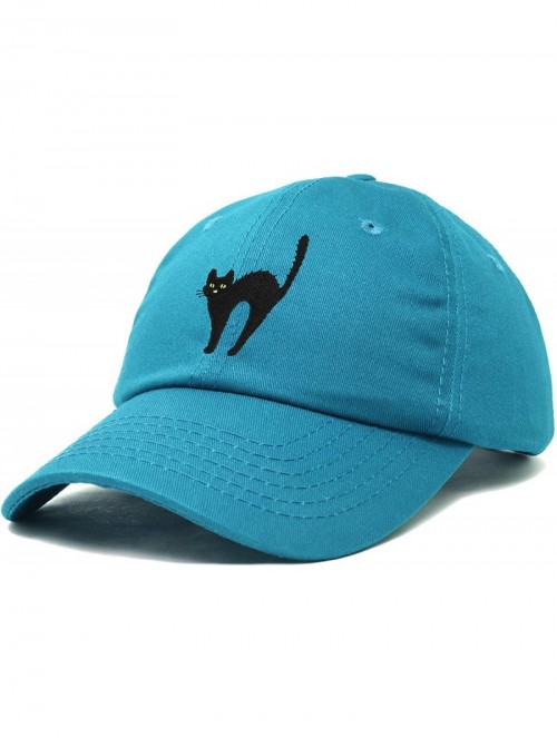 Baseball Caps Black Cat Hat Womens Halloween Baseball Cap - Teal - CF18Z4XD5XH $17.52