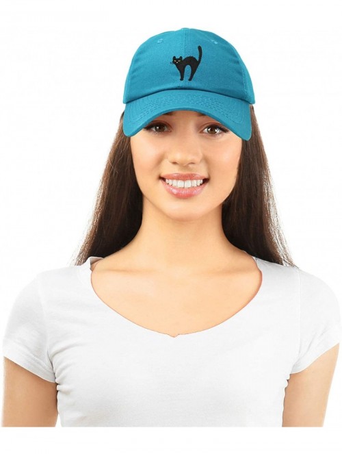 Baseball Caps Black Cat Hat Womens Halloween Baseball Cap - Teal - CF18Z4XD5XH $17.52