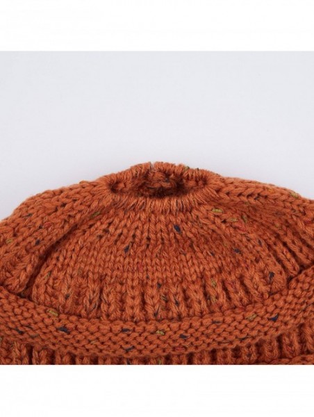 Skullies & Beanies Ribbed Confetti Knit Beanie Tail Hat for Adult Bundle Hair Tie (MB-33) - Rust - C618LY05MGZ $18.84