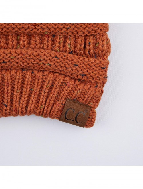 Skullies & Beanies Ribbed Confetti Knit Beanie Tail Hat for Adult Bundle Hair Tie (MB-33) - Rust - C618LY05MGZ $18.84