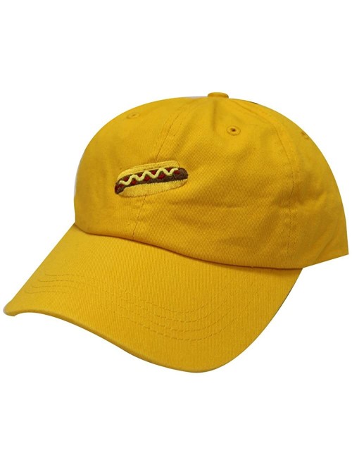 Baseball Caps Hotdog Cotton Baseball Dad Caps - Gold - CS12LQ2GCMH $14.43