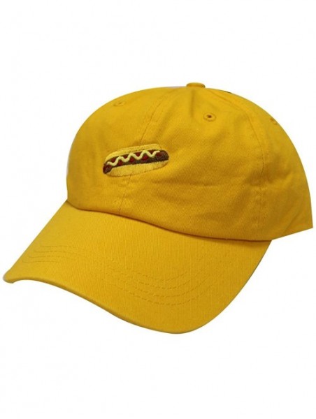 Baseball Caps Hotdog Cotton Baseball Dad Caps - Gold - CS12LQ2GCMH $14.43