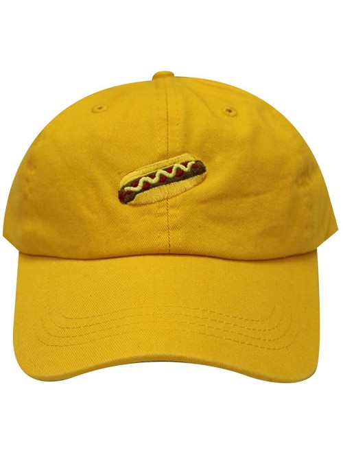 Baseball Caps Hotdog Cotton Baseball Dad Caps - Gold - CS12LQ2GCMH $14.43