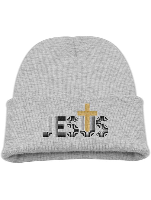 Skullies & Beanies Jesus Christian Cross Customized Newest Kid Winter Warm Beanie Knit Hat Boy/Girl Skull Cap - Ash - C018L3Z...