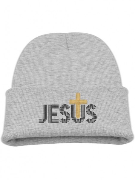 Skullies & Beanies Jesus Christian Cross Customized Newest Kid Winter Warm Beanie Knit Hat Boy/Girl Skull Cap - Ash - C018L3Z...