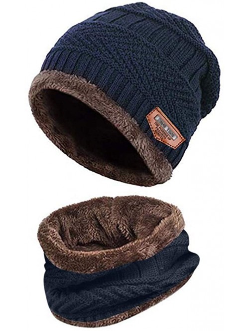 Rain Hats Two-Piece Knit Windproof Cap Winter Beanie Hat Scarf Set Warm Thicking Hat Skull Caps for Men Women Fashion - CW193...