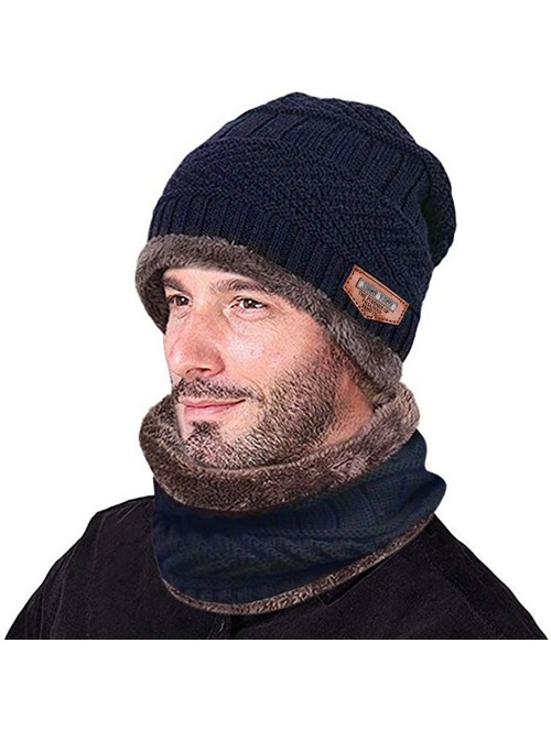 Rain Hats Two-Piece Knit Windproof Cap Winter Beanie Hat Scarf Set Warm Thicking Hat Skull Caps for Men Women Fashion - CW193...