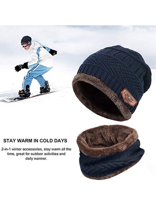 Rain Hats Two-Piece Knit Windproof Cap Winter Beanie Hat Scarf Set Warm Thicking Hat Skull Caps for Men Women Fashion - CW193...