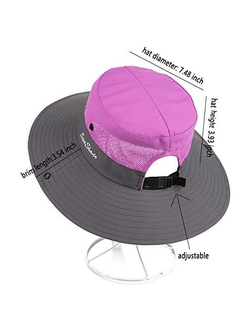 Sun Hats Women's Summer Sun UV Protection Hat Foldable Wide Brim Boonie Hats with Ponytail Hole - Purple - CK18SZ0E2AT $11.49