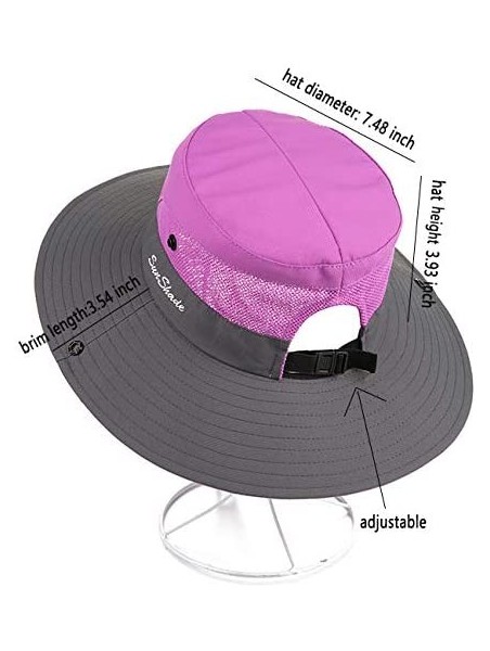 Sun Hats Women's Summer Sun UV Protection Hat Foldable Wide Brim Boonie Hats with Ponytail Hole - Purple - CK18SZ0E2AT $11.49