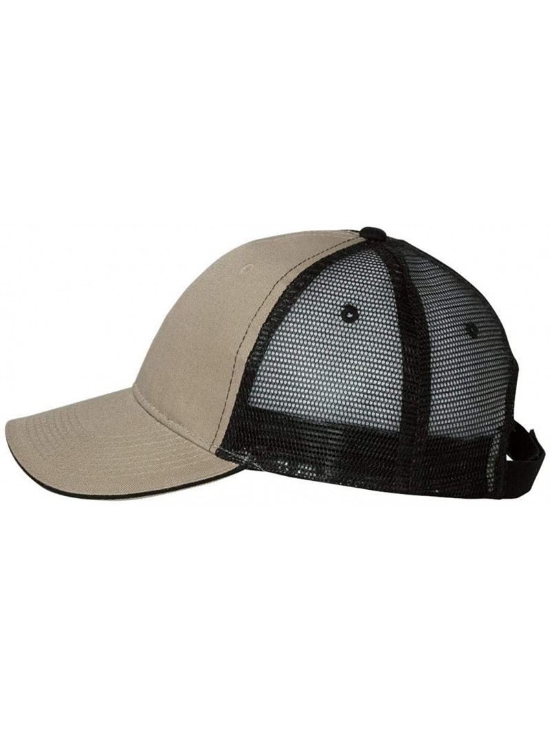 Baseball Caps Sandwich Trucker Cap - Khaki/Black - CS11J95L0PD $12.81